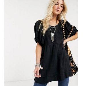 Free People Elsie Tunic puff sleeve black size XS